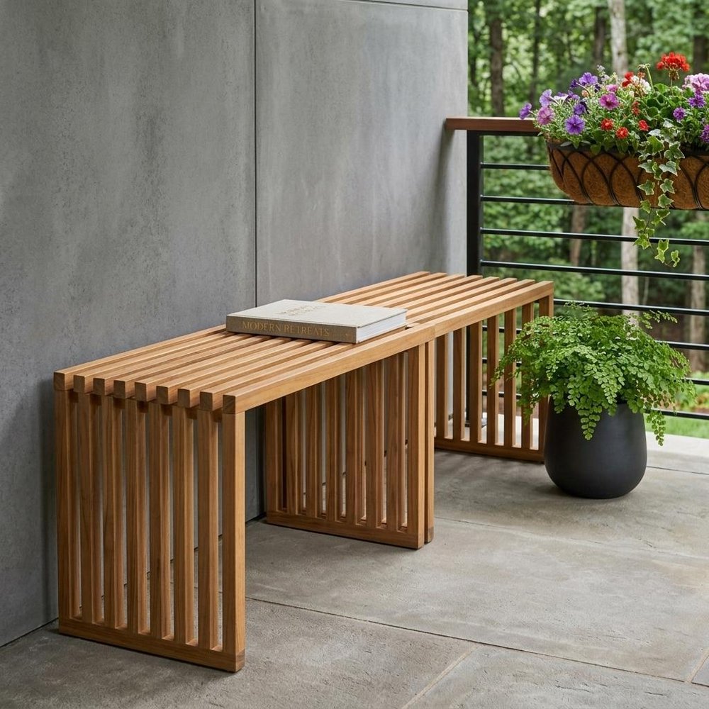 54" Natural Acacia Solid Wood Extendable Garden Patio Bench HomeRoots