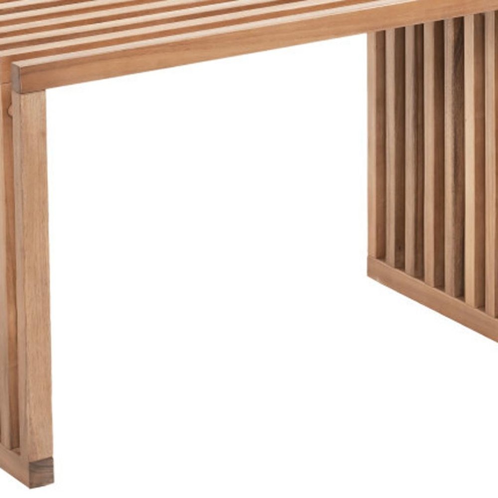 54" Natural Acacia Solid Wood Extendable Garden Patio Bench HomeRoots