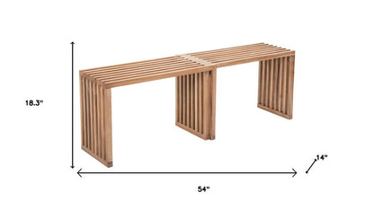 54" Natural Acacia Solid Wood Extendable Garden Patio Bench HomeRoots