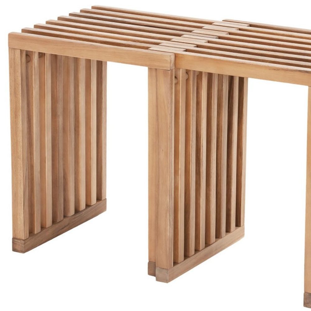 27" Natural Solid Wood Extendable Indoor Outdoor Bench HomeRoots