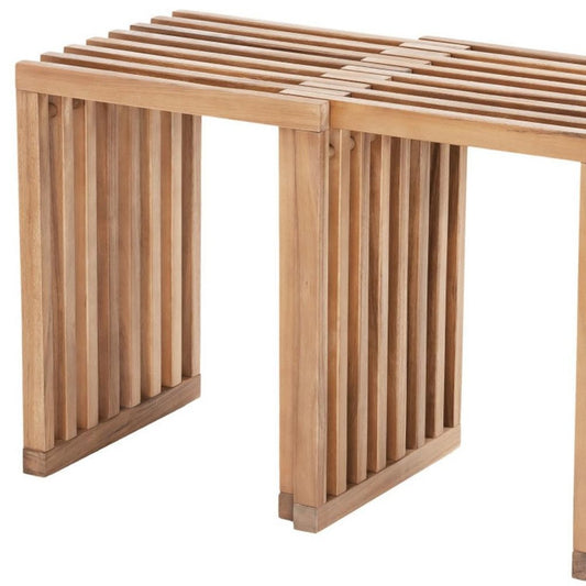 27" Natural Solid Wood Extendable Indoor Outdoor Bench HomeRoots
