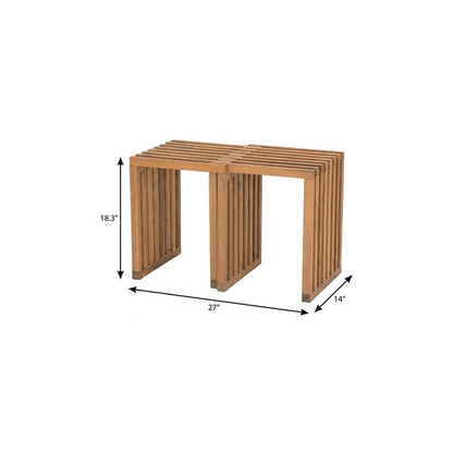 27" Natural Solid Wood Extendable Indoor Outdoor Bench HomeRoots
