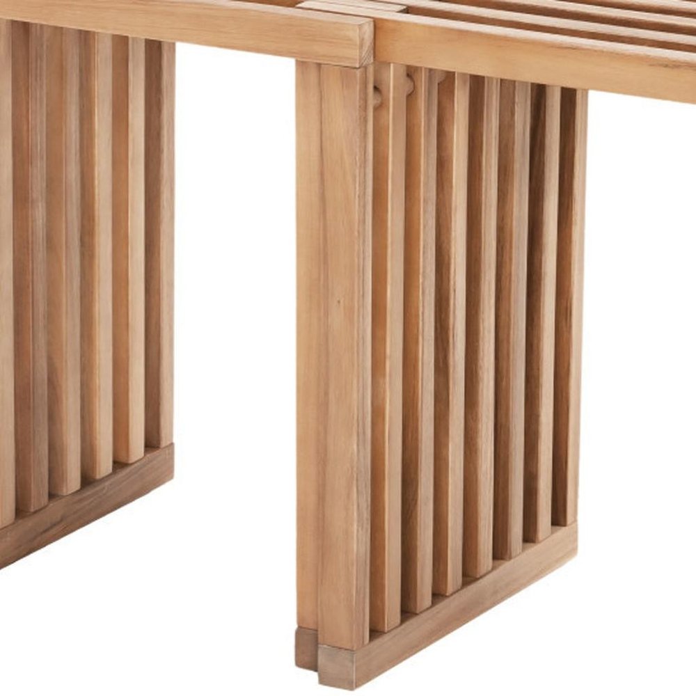 27" Natural Solid Wood Extendable Indoor Outdoor Bench HomeRoots