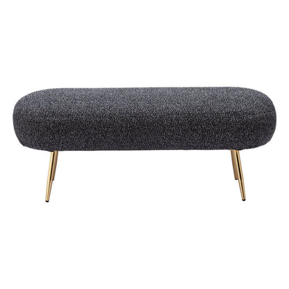 48" Black And Gold Velvet And Steel Upholstered Bench HomeRoots
