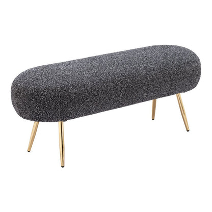 48" Black And Gold Velvet And Steel Upholstered Bench HomeRoots