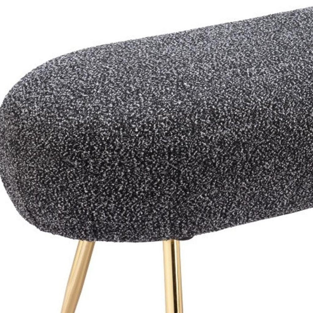 48" Black And Gold Velvet And Steel Upholstered Bench HomeRoots