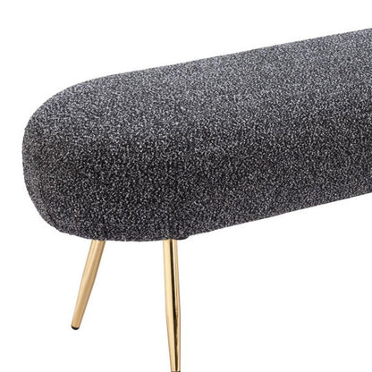 48" Black And Gold Velvet And Steel Upholstered Bench HomeRoots