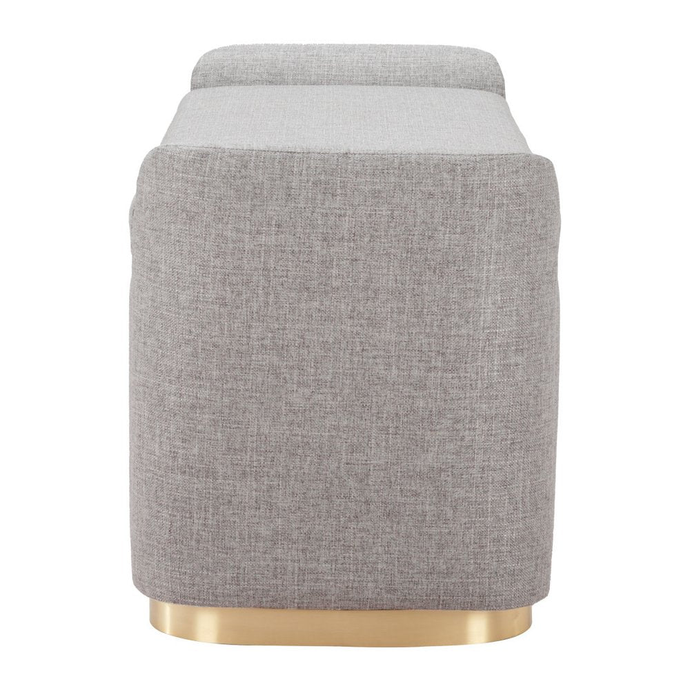 48" Gray And Gold Fabric And Steel Upholstered Storage Bench With Flip Top