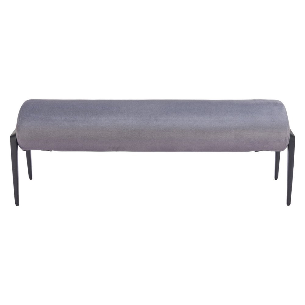 54" Gray And Black Velvet And Steel Upholstered Specialty Bench HomeRoots
