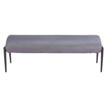 54" Gray And Black Velvet And Steel Upholstered Specialty Bench HomeRoots