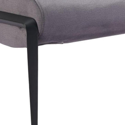 54" Gray And Black Velvet And Steel Upholstered Specialty Bench HomeRoots