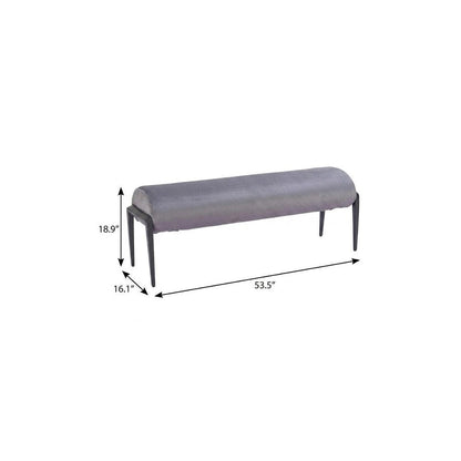 54" Gray And Black Velvet And Steel Upholstered Specialty Bench HomeRoots
