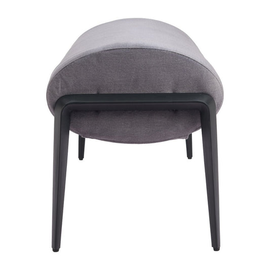 54" Gray And Black Velvet And Steel Upholstered Round Bench
