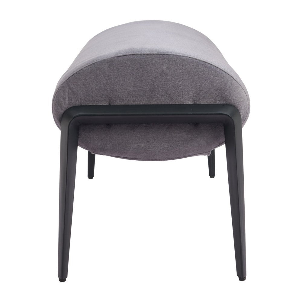 54" Gray And Black Velvet And Steel Upholstered Specialty Bench HomeRoots