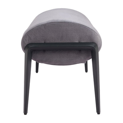 54" Gray And Black Velvet And Steel Upholstered Specialty Bench HomeRoots