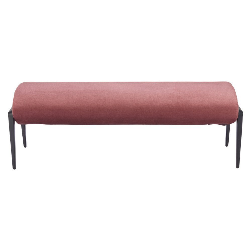 54" Brown And Black Velvet And Steel Upholstered Bench HomeRoots