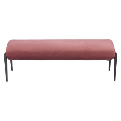 54" Brown And Black Velvet And Steel Upholstered Bench HomeRoots