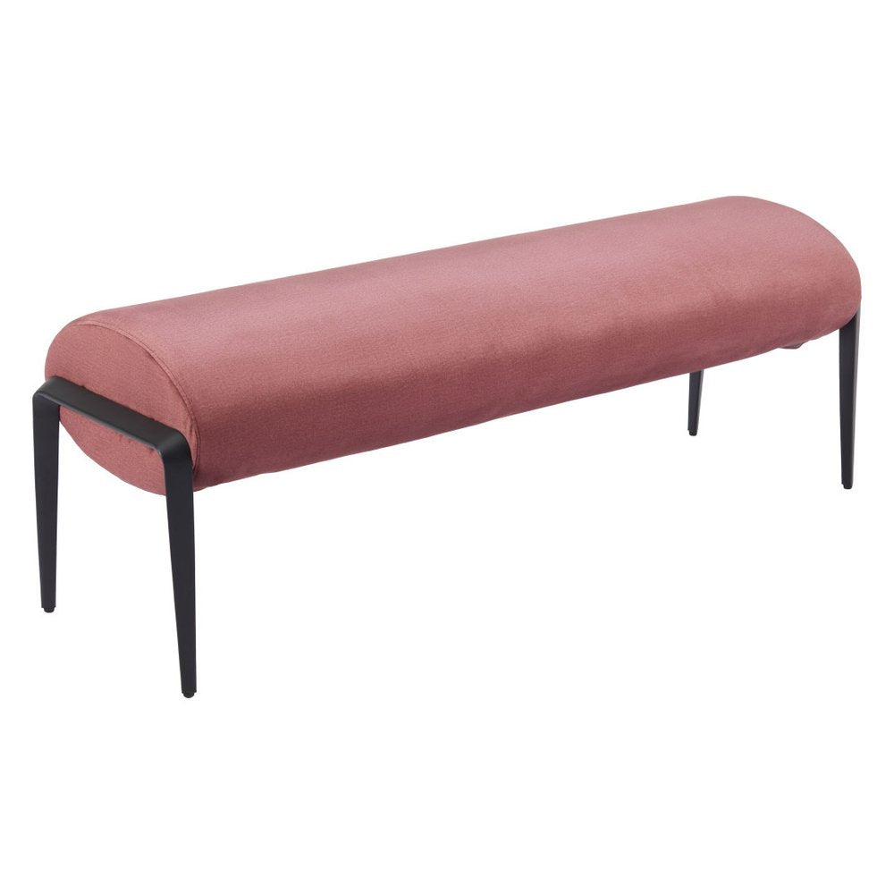 54" Brown And Black Velvet And Steel Upholstered Round Bench — view 5