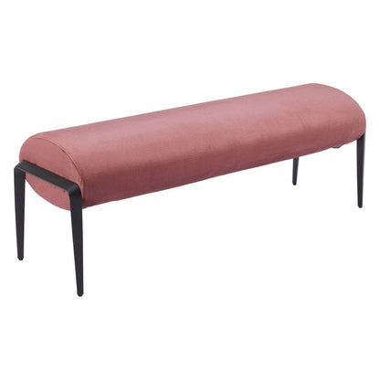 54" Brown And Black Velvet And Steel Upholstered Round Bench