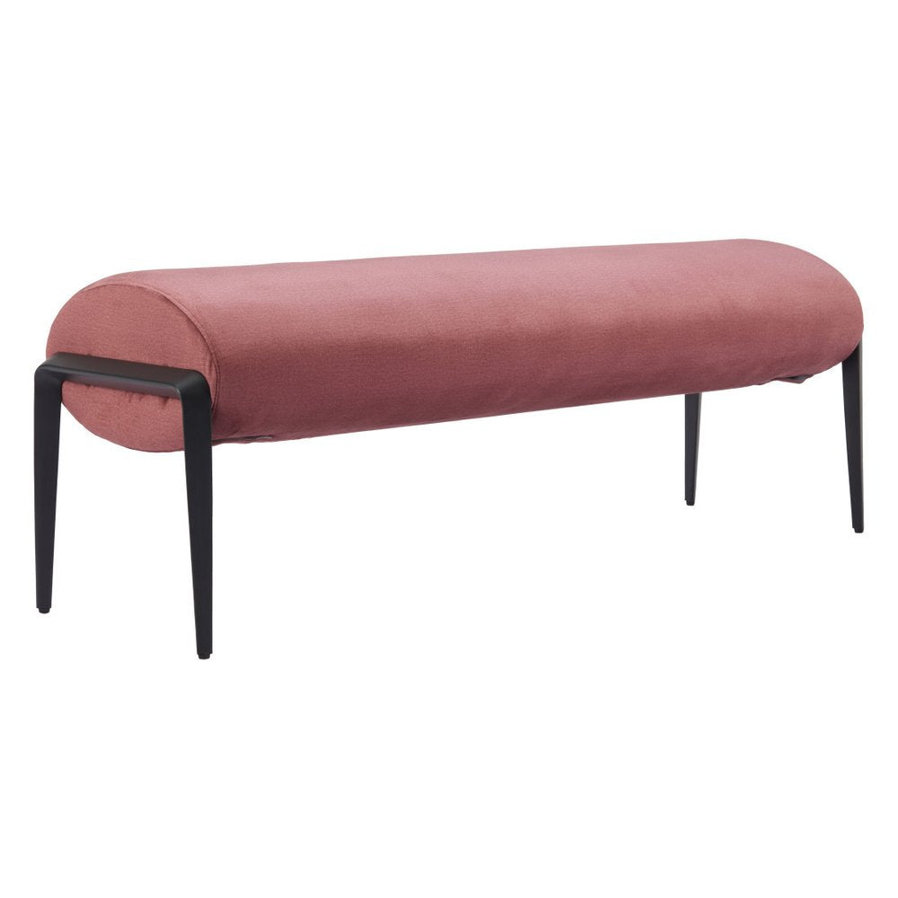 54" Brown And Black Velvet And Steel Upholstered Bench — view 4