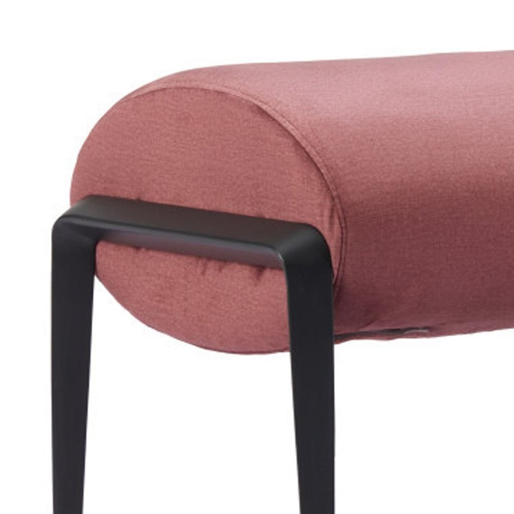 54" Brown And Black Velvet And Steel Upholstered Round Bench