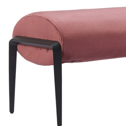 54" Brown And Black Velvet And Steel Upholstered Bench HomeRoots