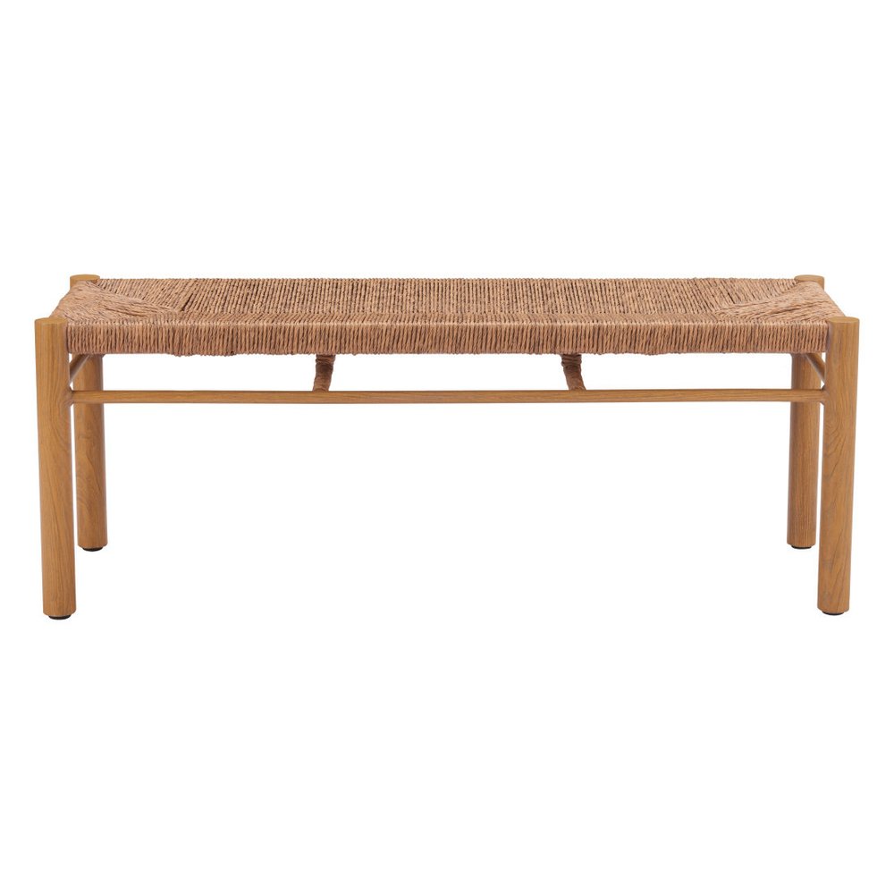48" Natural Metal And Faux Rattan Garden Patio Bench HomeRoots