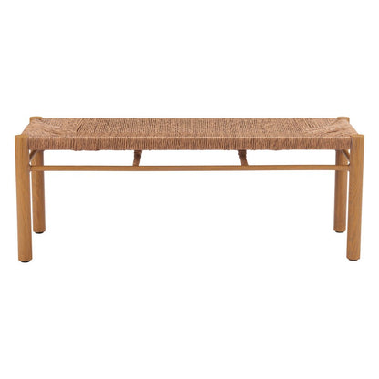 48" Natural Metal And Faux Rattan Garden Patio Bench HomeRoots