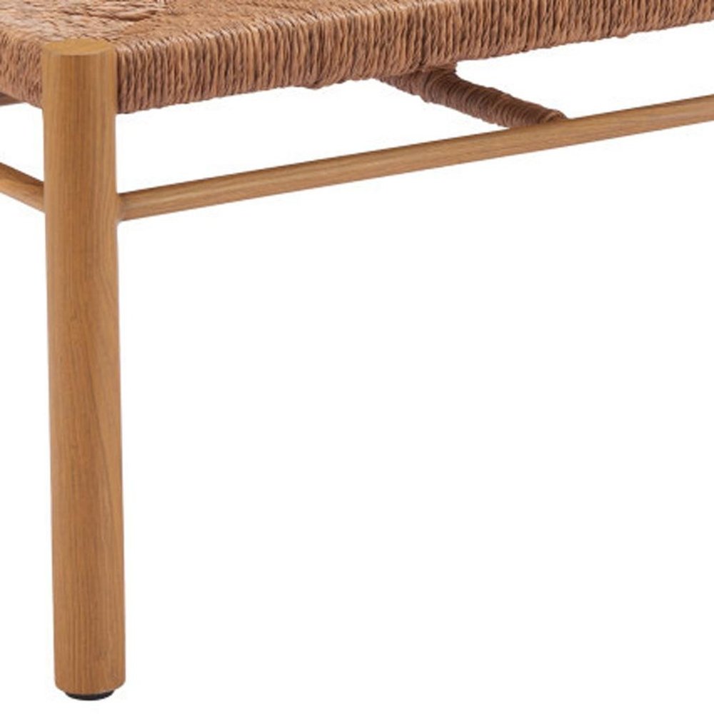 48" Natural Metal And Faux Rattan Garden Patio Bench HomeRoots