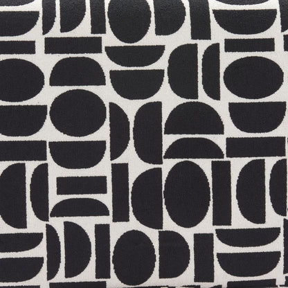 49" Black And White Geometric Fabric and Solid Wood Upholstered Bench HomeRoots