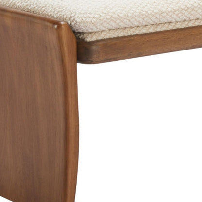 48" Beige and Brown Fabric and Solid Wood Upholstered Dining Bench HomeRoots