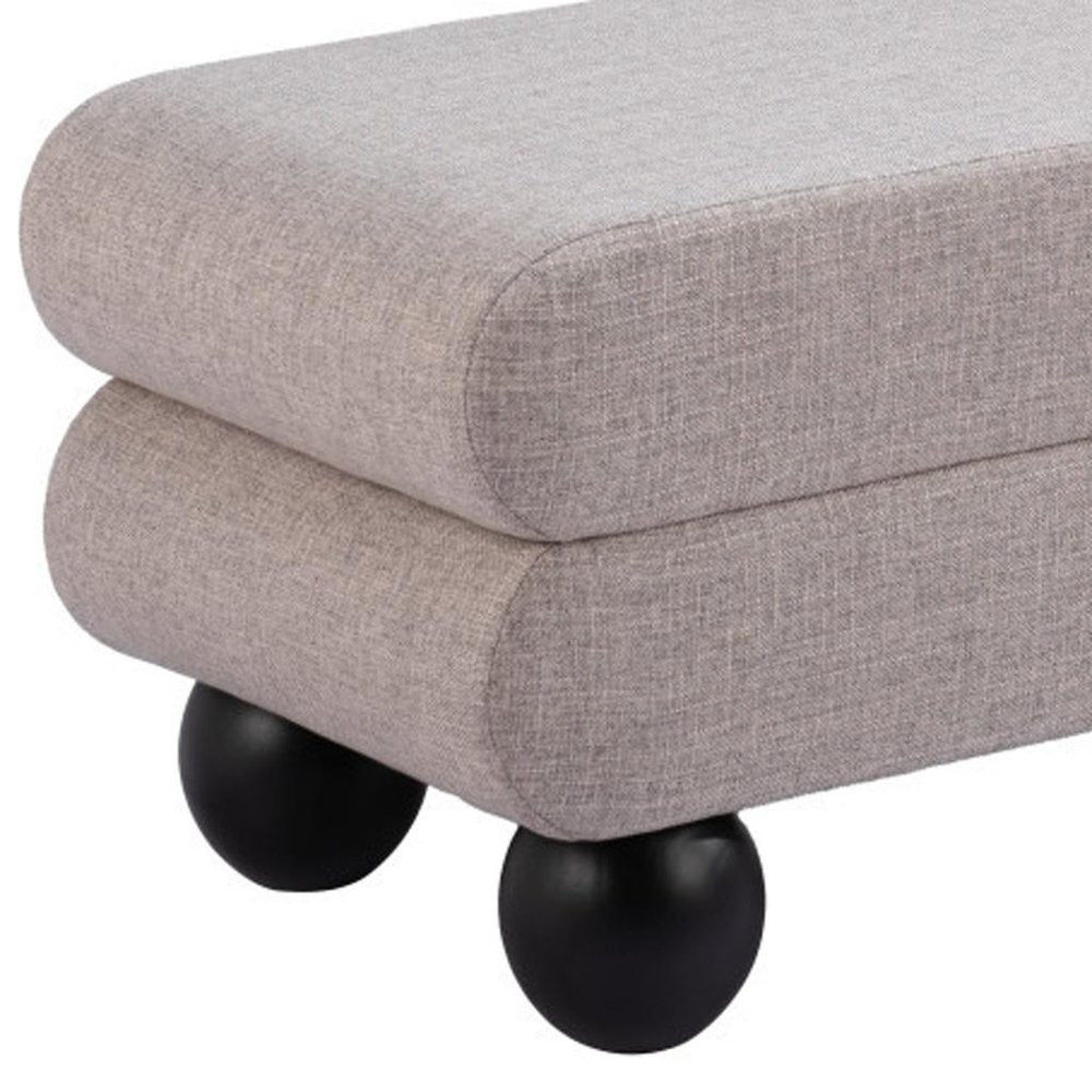 45" Gray And Black Fabric And Solid Wood Upholstered Bench — view 7