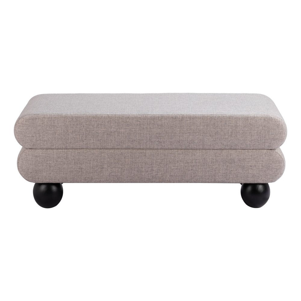 45" Gray And Black Fabric And Solid Wood Upholstered Bench — view 4