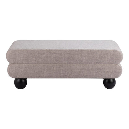45" Gray And Black Fabric And Solid Wood Upholstered Bench HomeRoots