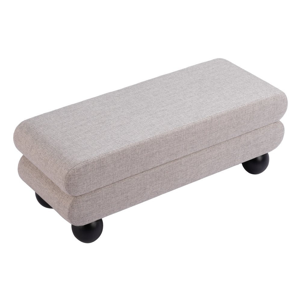 45" Gray And Black Fabric And Solid Wood Upholstered Bench HomeRoots