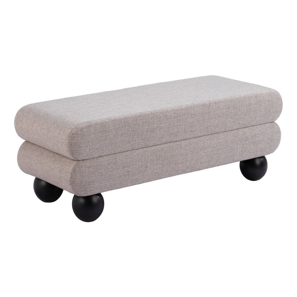 45" Gray And Black Fabric And Solid Wood Upholstered Bench HomeRoots