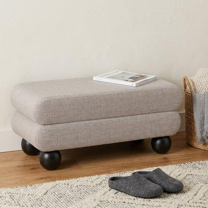 45" Gray And Black Fabric And Solid Wood Upholstered Bench HomeRoots