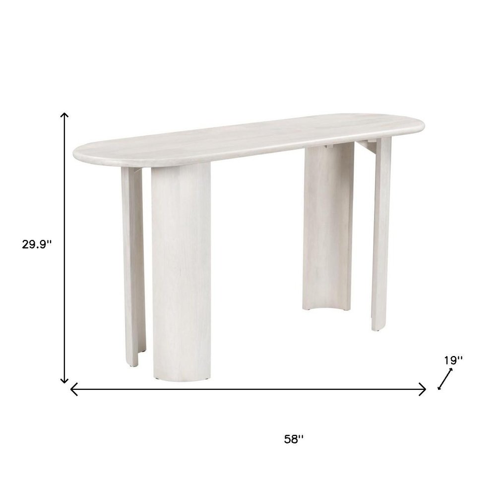 58" White Solid Wood Oval Console Table HomeRoots