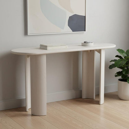 58" White Solid Wood Oval Console Table HomeRoots