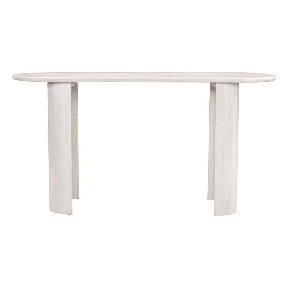 58" White Solid Wood Oval Console Table HomeRoots