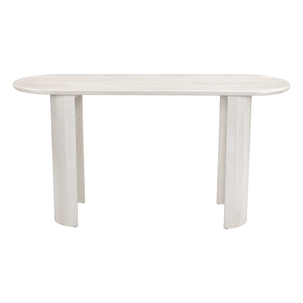 58" White Solid Wood Oval Console Table HomeRoots