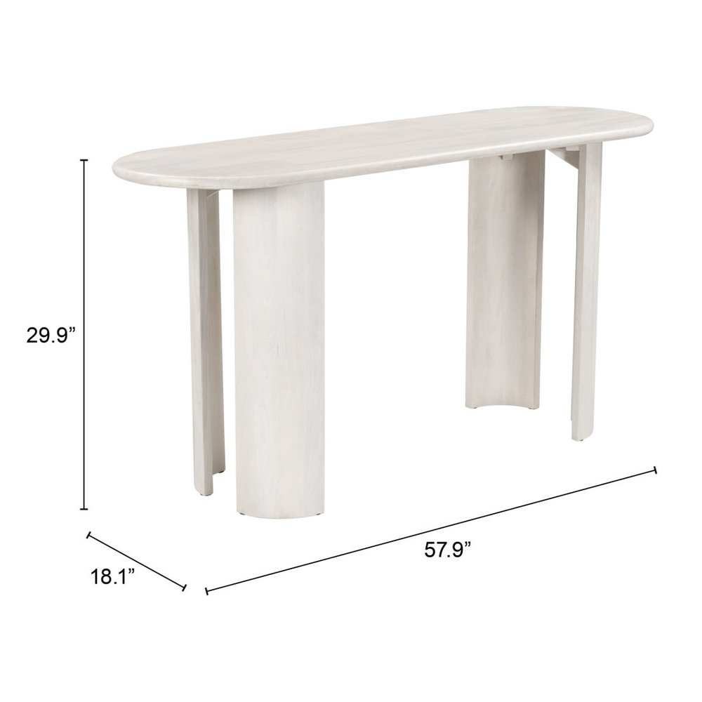 58" White Solid Wood Oval Console Table HomeRoots