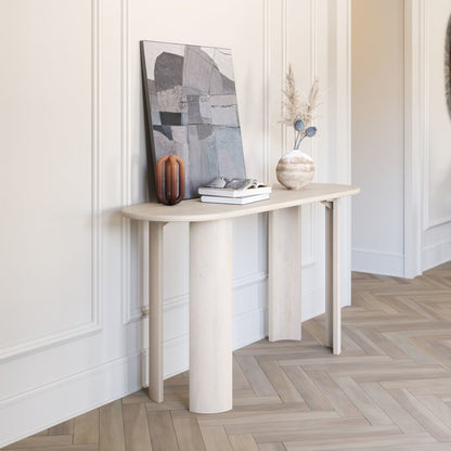 58" White Solid Wood Oval Console Table HomeRoots