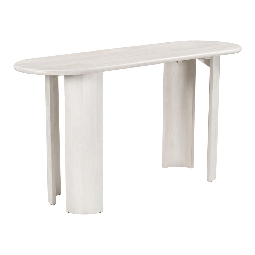 58" White Solid Wood Oval Console Table HomeRoots