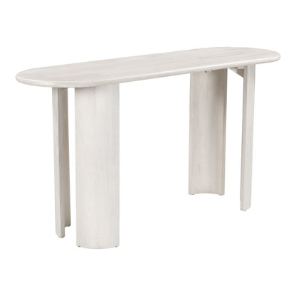 58" White Solid Wood Oval Console Table HomeRoots