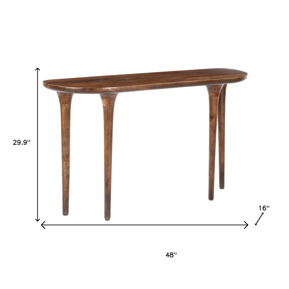 48" Brown Solid Wood Half Circle Console Table HomeRoots