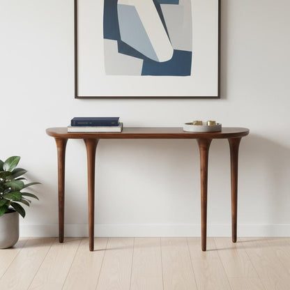 48" Brown Solid Wood Half Circle Console Table HomeRoots