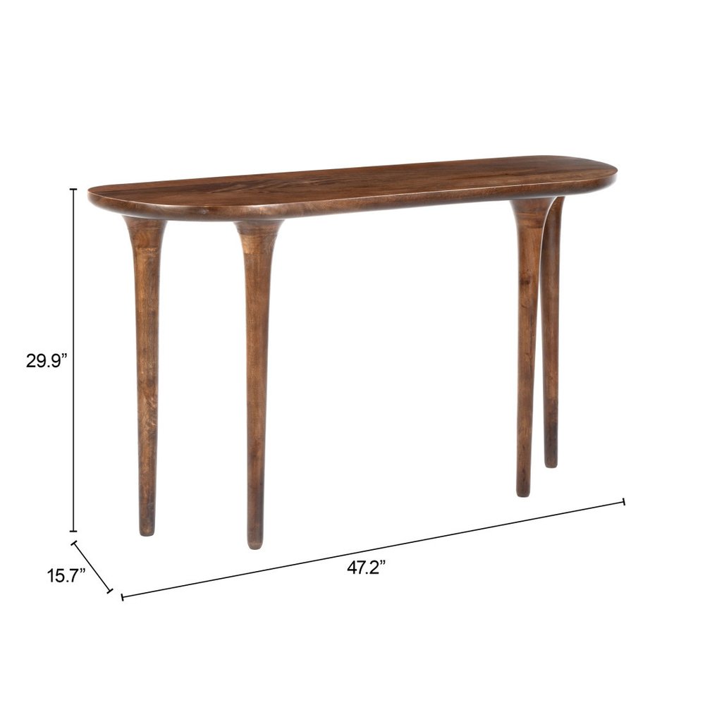 48" Brown Solid Wood Half Circle Console Table HomeRoots