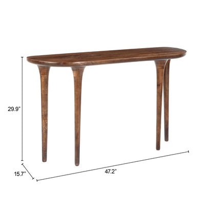 48" Brown Solid Wood Half Circle Console Table HomeRoots