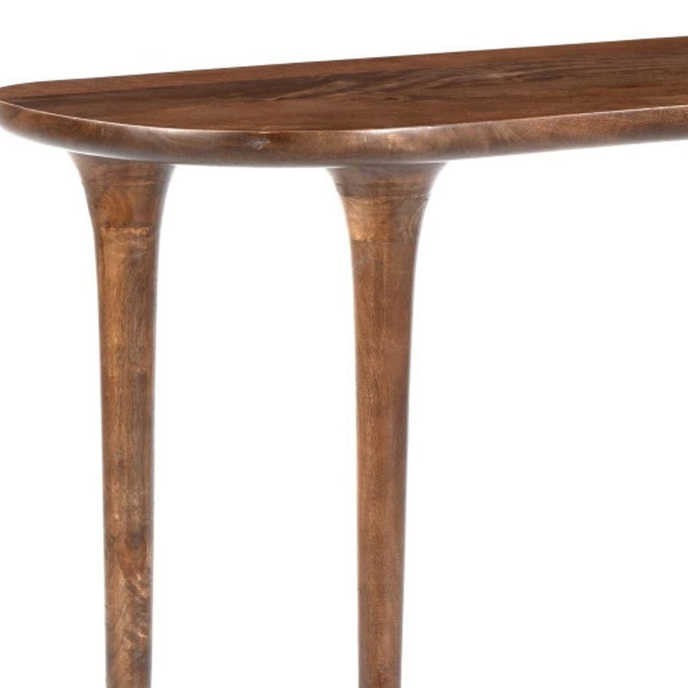 48" Brown Solid Wood Half Circle Console Table HomeRoots